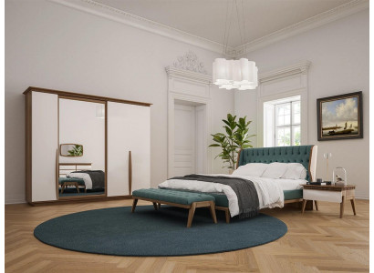 Kompletní ložnice Postel 2x noční stolky Moderní Šatní skříň Lavice Nový