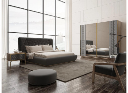 Kompletní sada dvojlůžko Luxus 2x Noční stolky Design Skříň Šatní skříň