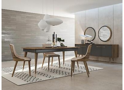 Luxus jídelní sestava jídelní stůl 4x židle Luxus kredenc s 2x zrcadly Nová sestava