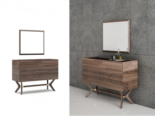 Luxus komoda se zrcadlem, moderní styl ložnice, design dřevěné skříně.