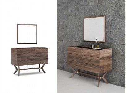 Luxus komoda se zrcadlem, moderní styl ložnice, design dřevěné skříně.