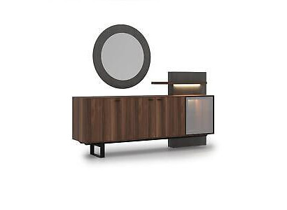 Luxusní kompletní set jídelny - skříň s poličkami a zrcadlem v moderním designu.