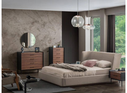 Moderní design ložnice Kompletní sestava 3 kusy 2x komoda Kulaté zrcadlo