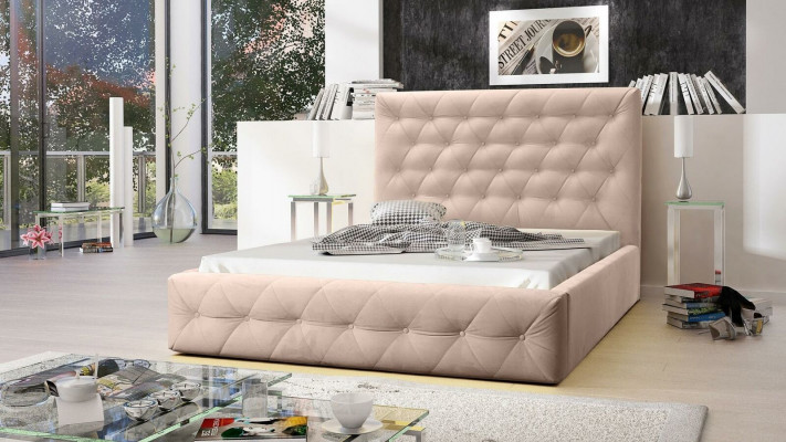 Moderní dřevěná designová postel, luxusní nábytek postelí, nová dvojitá postel do ložnice