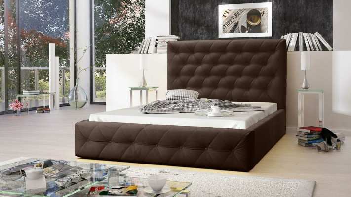 Moderní dřevěná designová postel, luxusní nábytek postelí, nová dvojitá postel do ložnice