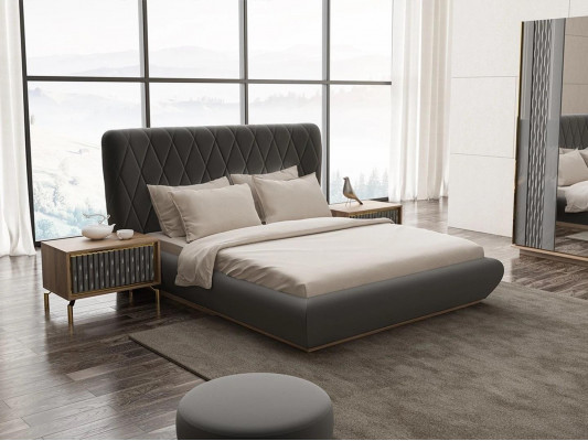 Ložnice 3dílný luxusní set, dvojlůžko, design dřevo, 2x noční stolky, kompletní