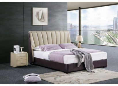 Ložnice Kožená postel Kompletní postel 3 dílná souprava Hotelové sady Noční stolky.