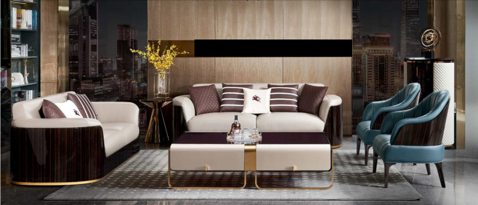 Křeslo světle modré kůže obývací pokoj Moderní design Luxus Nové Kreativní nábytek Dřevo.