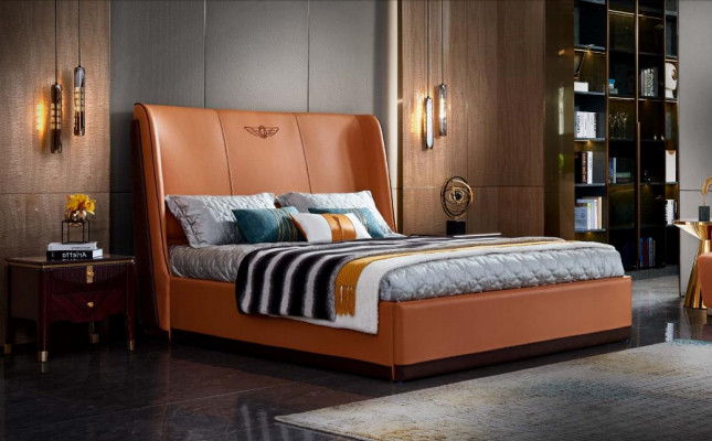 Postel Oranžová Ložnice Nový Kreativní Moderní Design Nábytek Dřevo Luxusní Postele