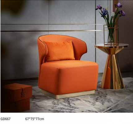Křeslo oranžové luxusní textilie do obývacího pokoje Nový kreativní moderní design.