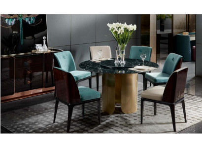 Židle set 6 židlí jídelna dřevo opěra kůže vybavení design nábytek luxus nový