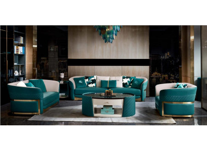 Sofa 3místná Turquoise kožená luxusní moderní designové nábytek Italská.