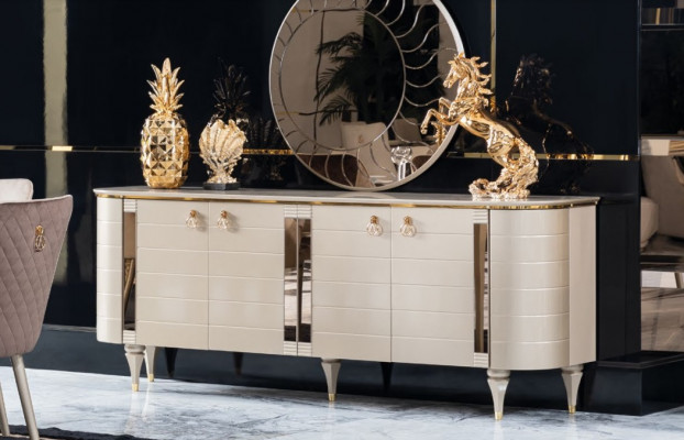Komoda Moderní Skříň Masivní dřevo Nábytek Sideboard Italské zařízení Nový.