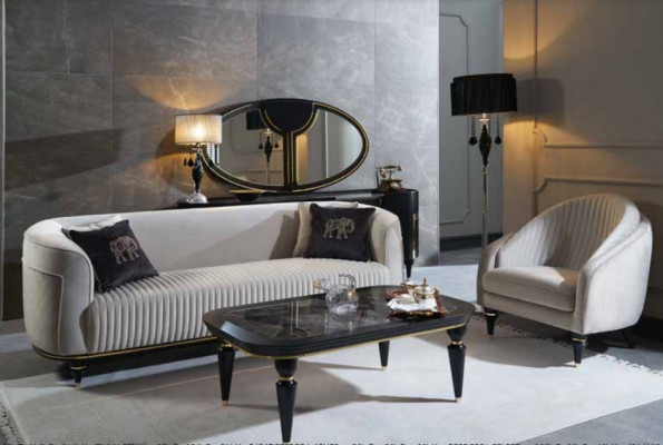 Sofa set 3+1 sedadlo, stolk textilní sada Design Moderní 3dílný nábytek Nový