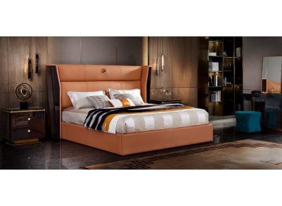 Lůžkový nábytek ze skupiny designu kožené postele 3 kusy Set 2x Noční stolky