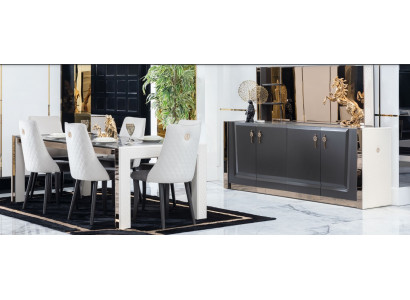 Jídelní set stůl 6x židle komoda zrcadlo Italský styl skupina Nový