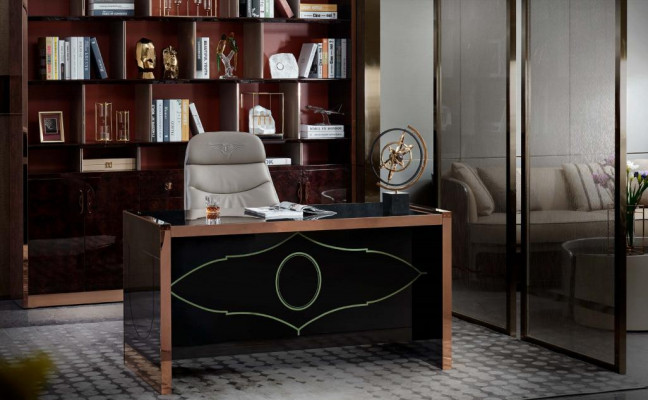 Kancelářský stůl Dřevo Hnědý Stůl Pracovna Stoly Kancelář Moderní Design Nábytek Luxus