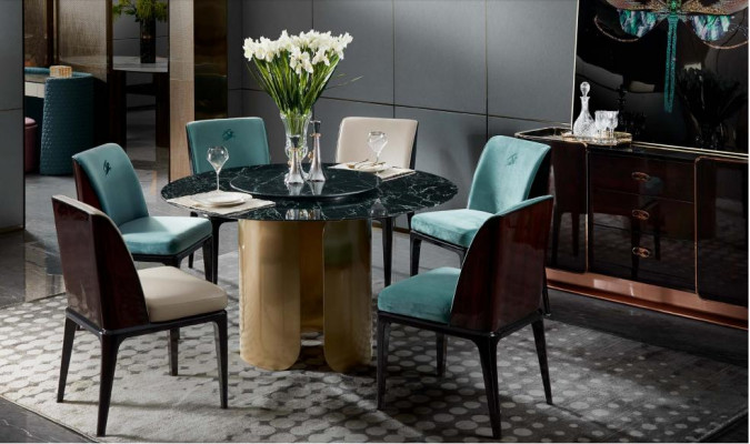 Židle set 6 židlí jídelna dřevo opěra kůže vybavení design nábytek luxus nový
