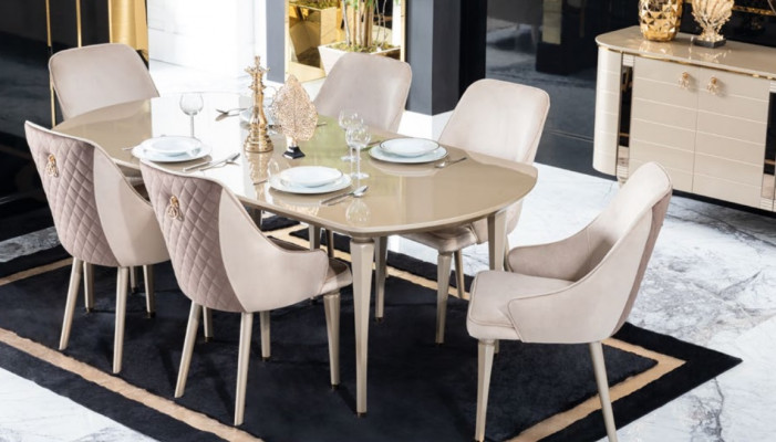 Kuchyň jídelní židle 6x skupina židlí Dřevěný nábytek textilní tkanina