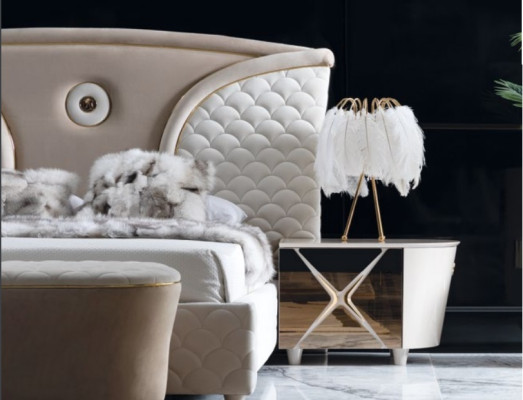 Postel Noční stolek Šatní skříň 6 dílná Ložnice Sestava Design Luxusní Koule Moderní