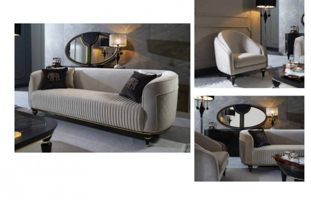 Sofa set 3+1 sedadlo, stolk textilní sada Design Moderní 3dílný nábytek Nový