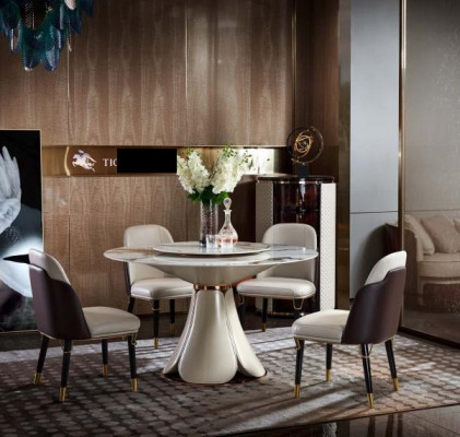 Jídelní stůl Kožený Kámen Stoly Dřevo Luxus Moderní Design Nábytek Stůl
