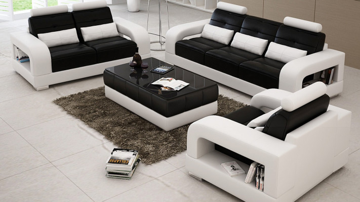 Kůžená pohovka, gauč, sedací souprava 3+1+1 sedadla, designové obývací pokojové soupravy