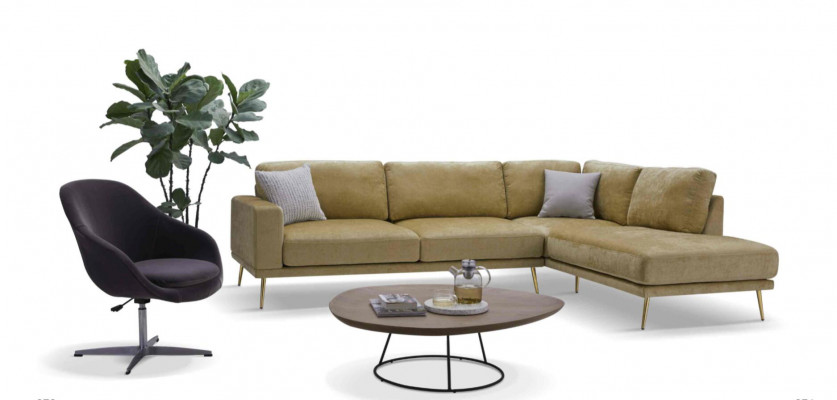 Design látková rohová sedací souprava L-tvar sedačka pohovka design potah textil dekor moderní.