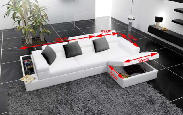 Ecksofa čalouněná pohovka sedadlo rohová kůže pohovka L tvar obývací krajina