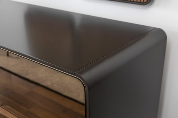 Sideboard Kommode Anrichte Spiegel Holz Modern Braun Set Garnitur  Bufet Skříň Nástěnné zrcadlo Dřevo Moderní Hnědý Set Souprava