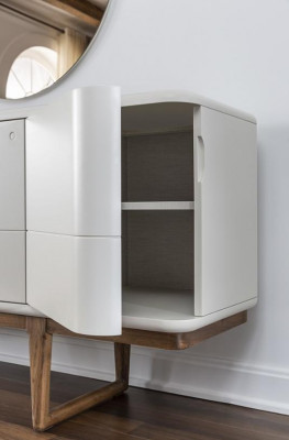 Sideboard Kommode Anrichte Zrcadlo Dřevo Jídelní pokoj Skříně Set Bílý