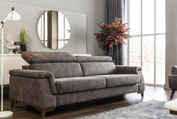 Sofa set 3 Místny látková sedací souprava Sedací souprava Látka Šedá Funkce postele