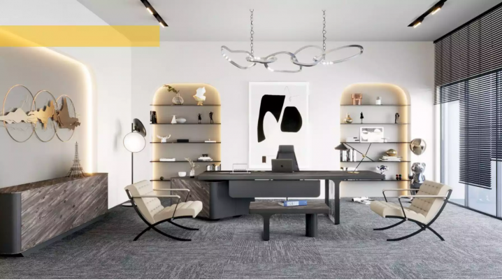 Luxus kancelářský designový stůl stolky z šedého dřeva
