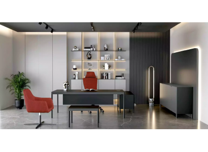 Rohový psací stůl Buffet Konferenční stolek Pracovna Moderní Dřevo Černá