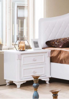 Bílý noční stolek luxusní kompaktní design ložnice nábytek