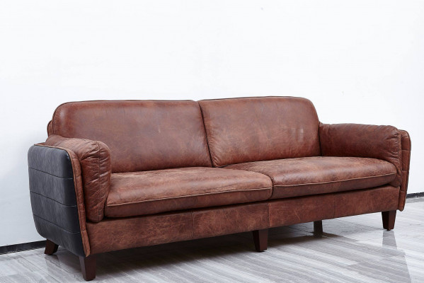 Luxusní vintage 3+2 sedačka z pravé kůže nábytek pro obývací pokoj sada nábytku Loft garnituren