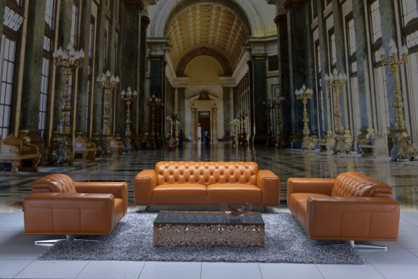 Chesterfield sada sedací soupravy hnědá pohovka kožená pohovka pohovka Klasický nový