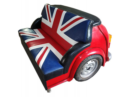Retro Union Jack Sofa Auto Nábytek Garáž Auto Pohovka Couch Polštář Dvoumístná