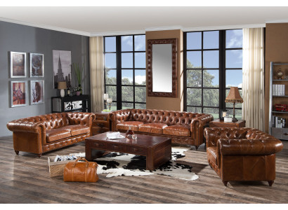 Design Club Lounge 4 místná pohovka, kůžená pohovka, třímístná, vintage kůže, Chesterfield.