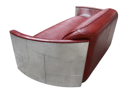 Kůžená pohovka Couch Polstrovaná pohovka z hliníku pro tři osoby Vintage Luxus Nábytek Pohovky Nové