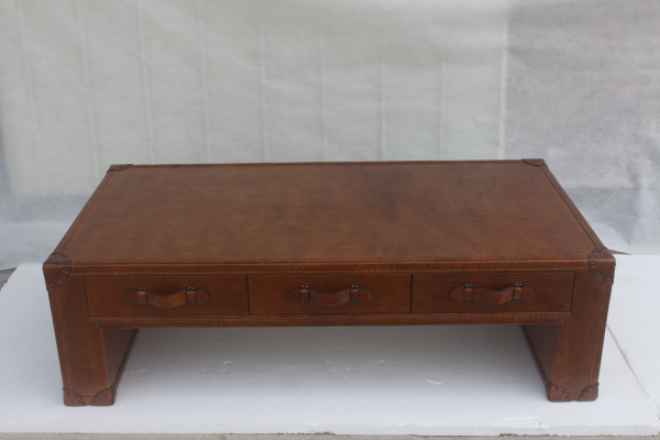 Couchtisch Obývací stůl Truhla Konferenční stůl v retro stylu 147x85cm Kůže