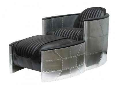 Křeslo Nohátka Vintage Kůže Luxus Pravá kůže Retro Křeslo Design Klubové křeslo