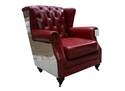 Křeslo s ušima z pravé kůže Vintage Chesterfield Kožený televizní křeslo Kožené křeslo Nové