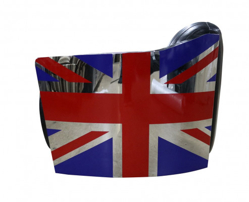 Křeslo ze skutečné kůže Vintage Design Union Jack Rocket Vintage
