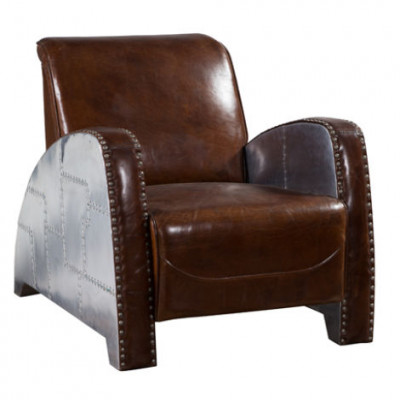 Křeslo na koktejly Vintage z kůže Letecké křeslo Klubový nábytek Sofa