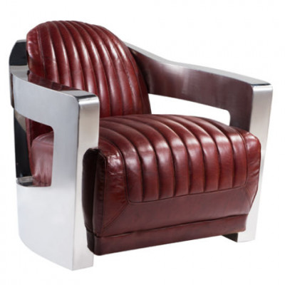 Starý pilotní křeslo Aviátora Vintage Distressed Red Real Leather.