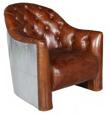 Letecké křeslo Chesterfield Vintage z kůže Loungesessel Cocktailsessel vintage
