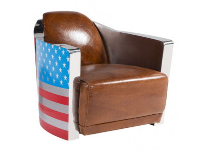 Echtleder Vintage Kožená židle Designová židle Raketový design Union Jack Vintage