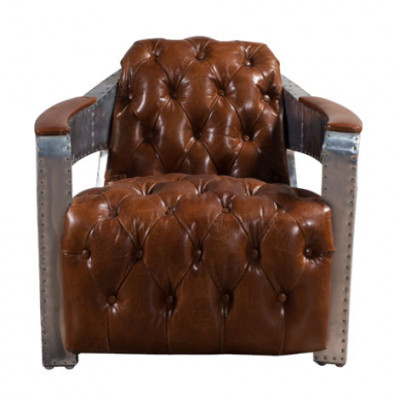 Křeslo Aviator Chesterfield Shabby Vintage Křeslo Kožené křeslo Club Lounge Design