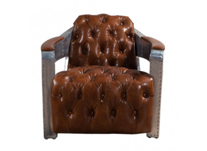 Křeslo Aviator Chesterfield Shabby Vintage Křeslo Kožené křeslo Club Lounge Design